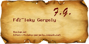 Füleky Gergely névjegykártya